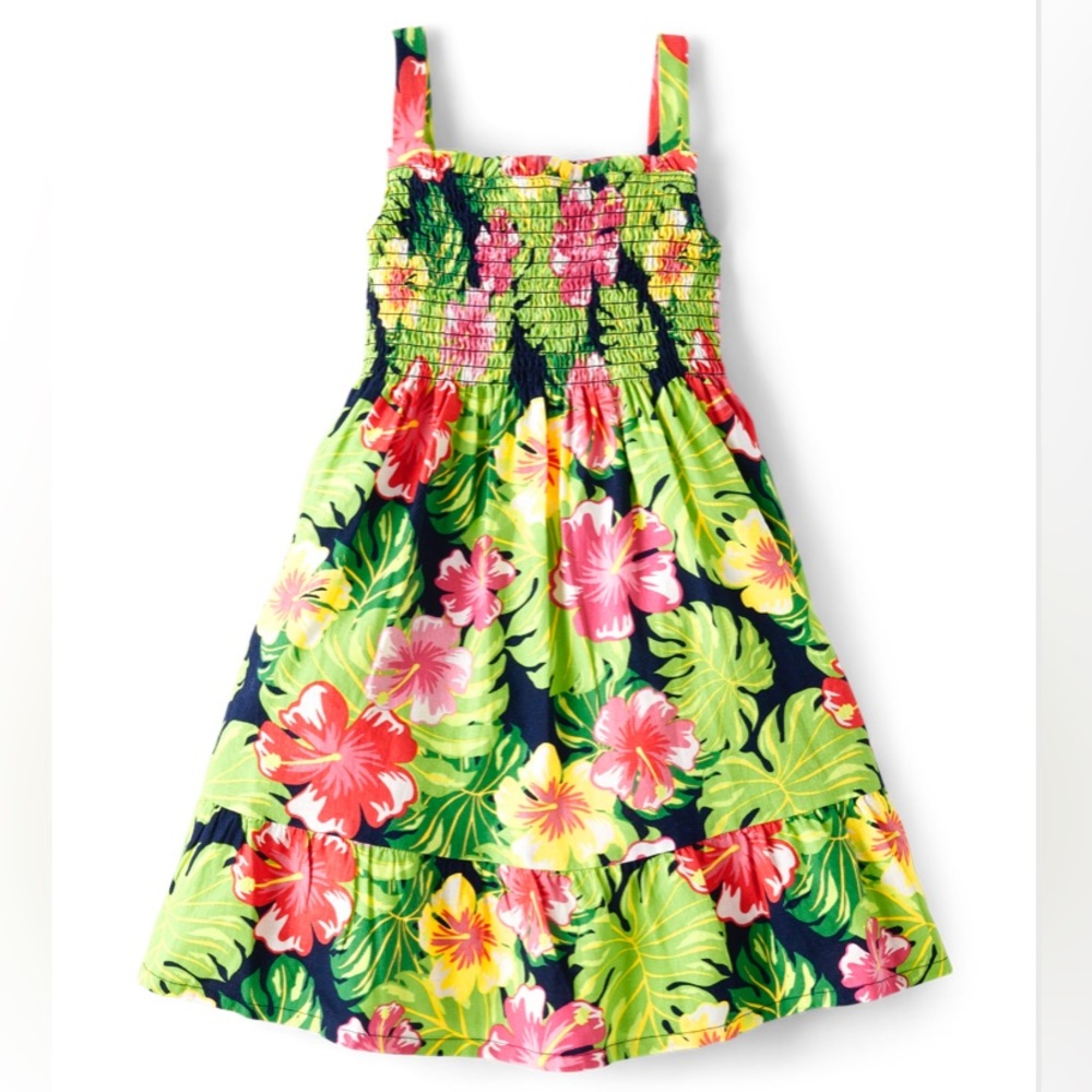 New Gymboree Tropical Ruffle Dress 7 Aloha Green Pink Yellow